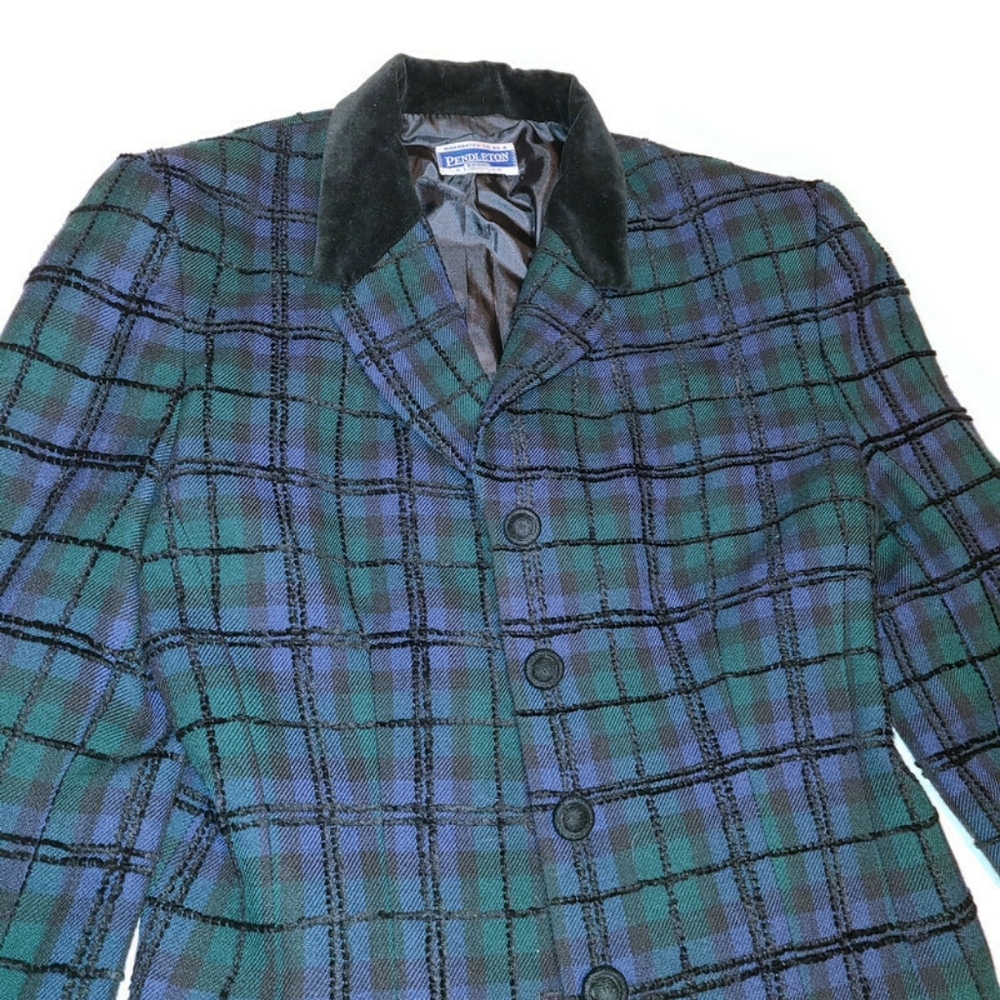 Vintage Pendleton wool Plaid Tartan Blazer Jacket